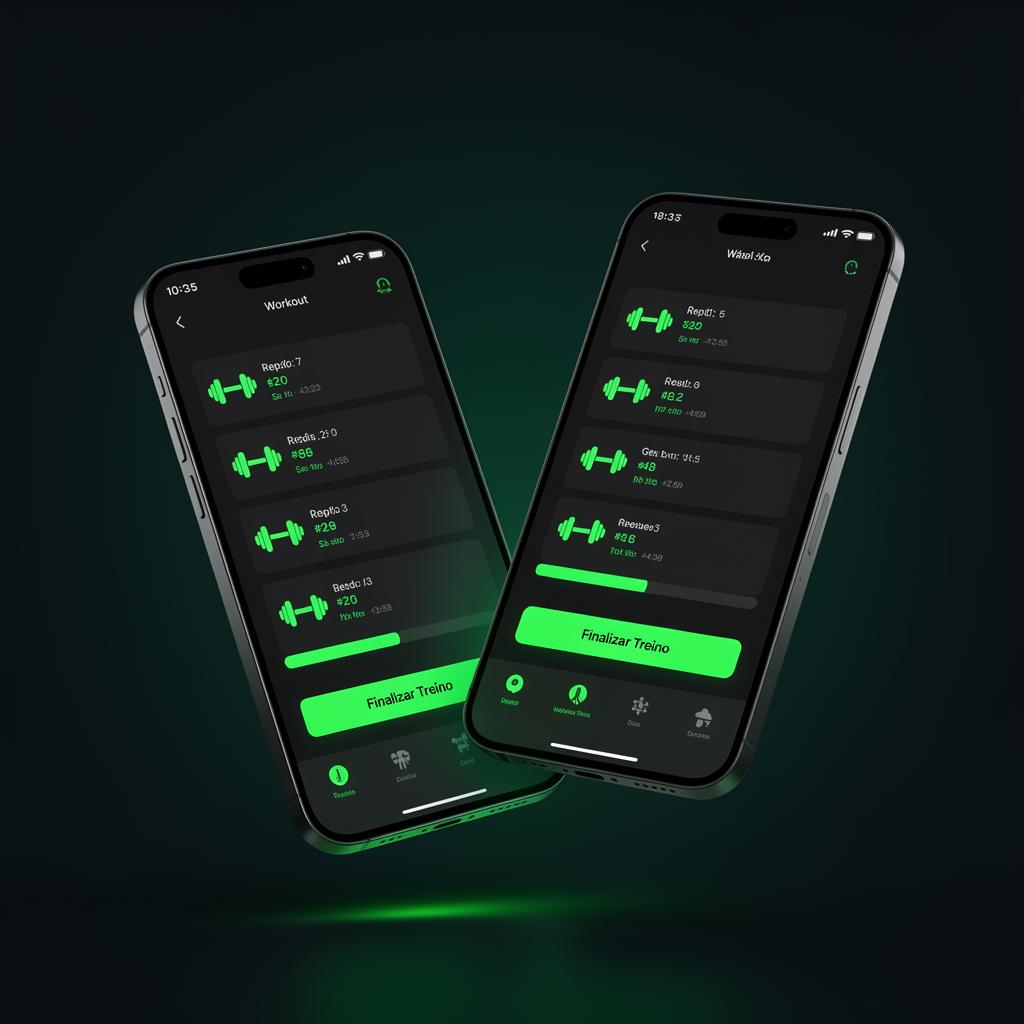 App MuscLab em dois smartphones